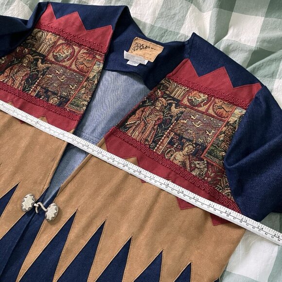 Judy Joannou Blazer Womens M Denim Handmade Tapestry Castlecore Medieval 80s - Picture 8 of 9